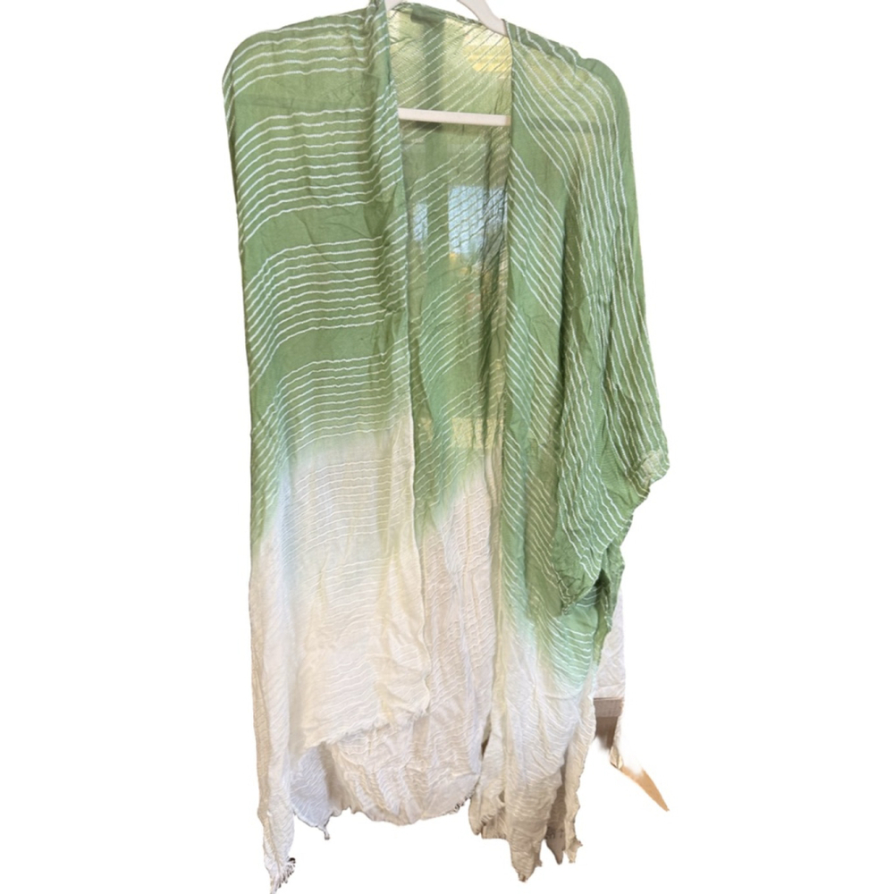 Women's Raj Kimono One Size Green & White